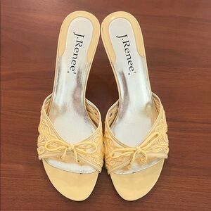 J.Renee Size 12 Yellow Lace Low Heeled Sandals